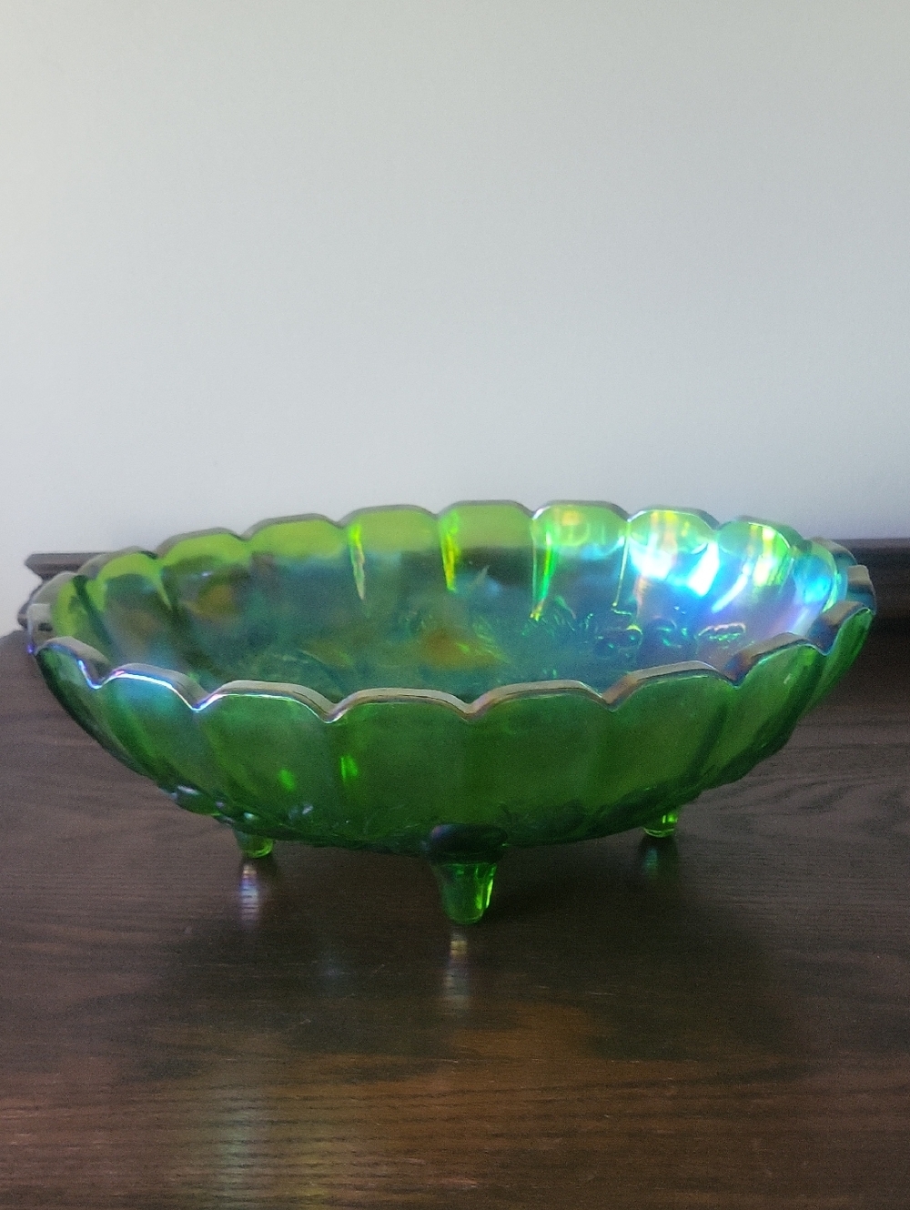 Carnival Iridescent Glass Footed Bowl